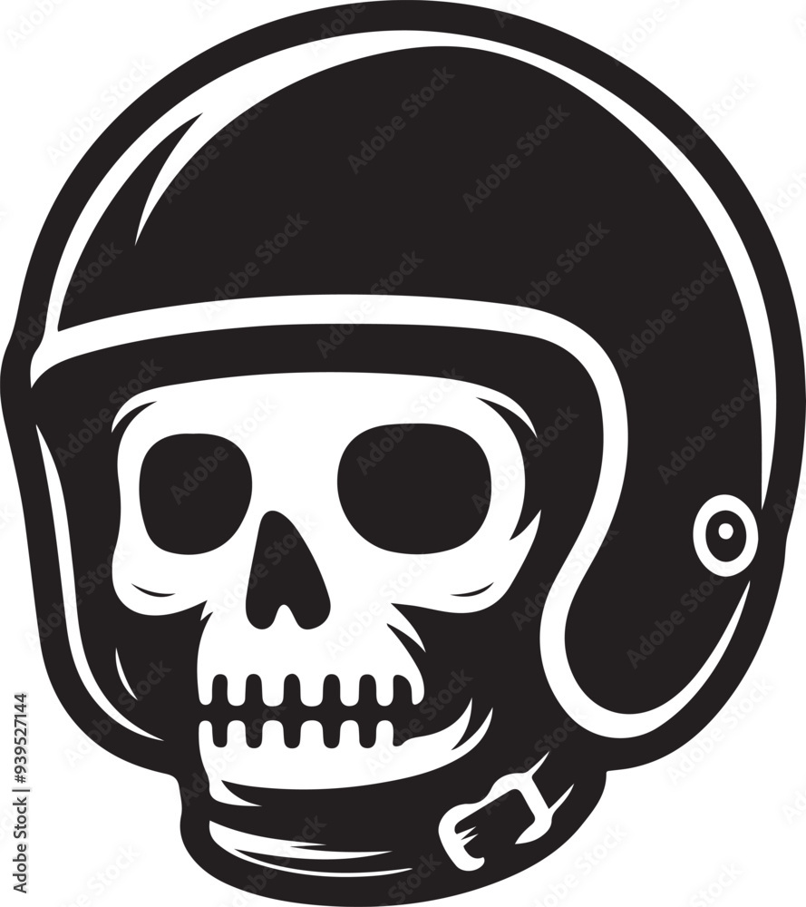 Fototapeta premium Retro vintage biker racer skull in helmet design vector