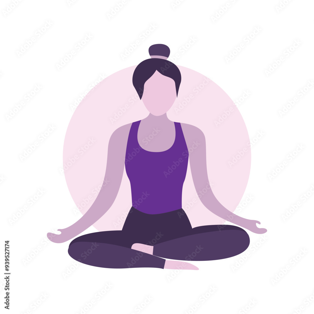 Flat Design Illustration of Woman Practicing Yoga Flat Design Illustration of Woman Practicing Yoga