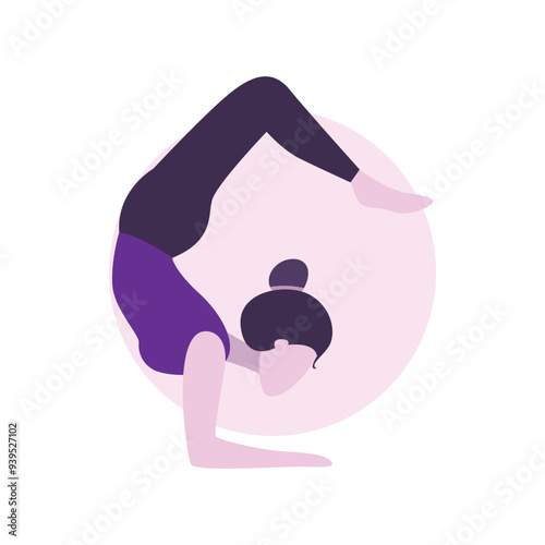 Flat Design Illustration of Woman Practicing Yoga