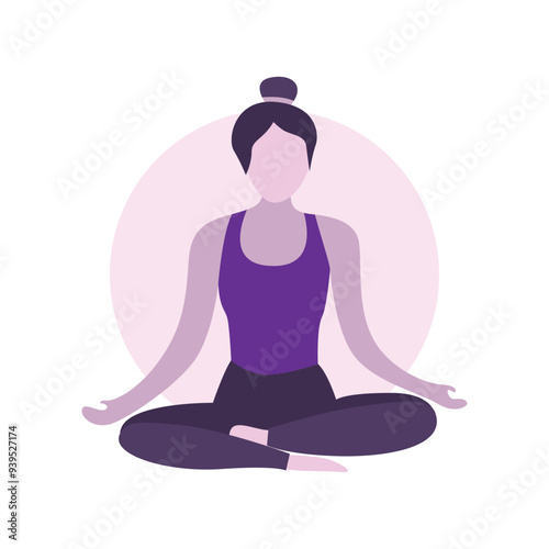 Flat Design Illustration of Woman Practicing Yoga