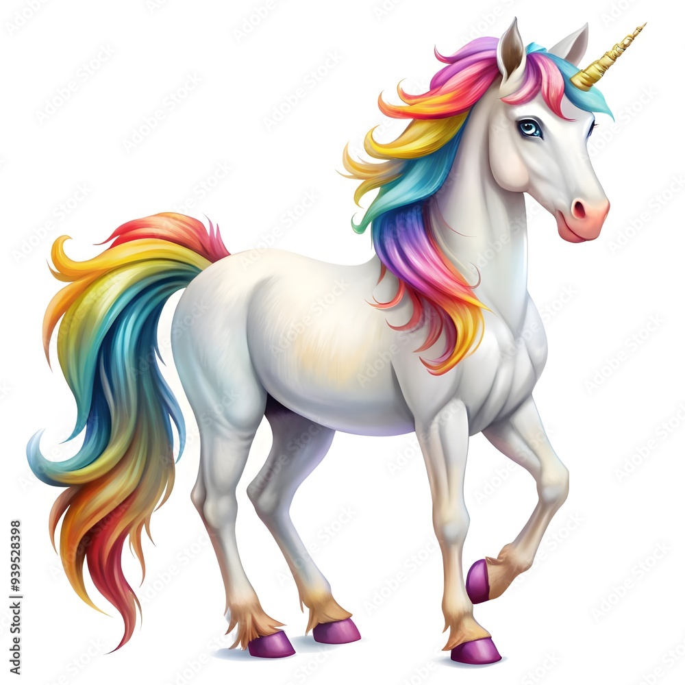 whimsical rainbow unicorn on a minimalist white background whimsical rainbow unicorn on a minimalist white background