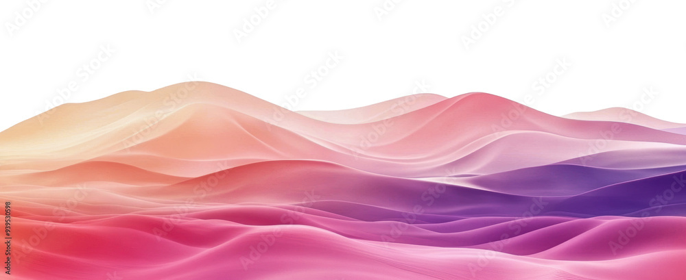 Soft pink and purple waves on a white background, cut out - stock png. Soft pink and purple waves on a white background, cut out - stock png.