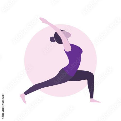 Flat Design Illustration of Woman Practicing Yoga