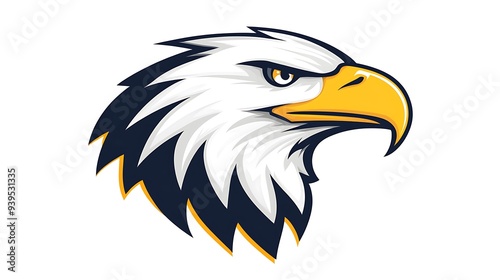 Majestic Eagle Logo Vector with Gold Highlights for Sports Team Emblem