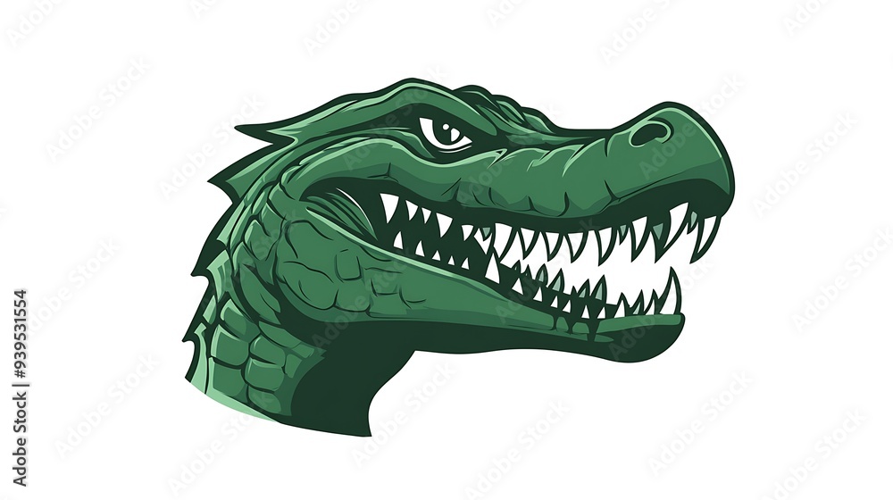 Modern Flat Crocodile Logo Vector with Aggressive Profile Face for Water Sports Team - High Resolution Design Modern Flat Crocodile Logo Vector with Aggressive Profile Face for Water Sports Team - High Resolution Design