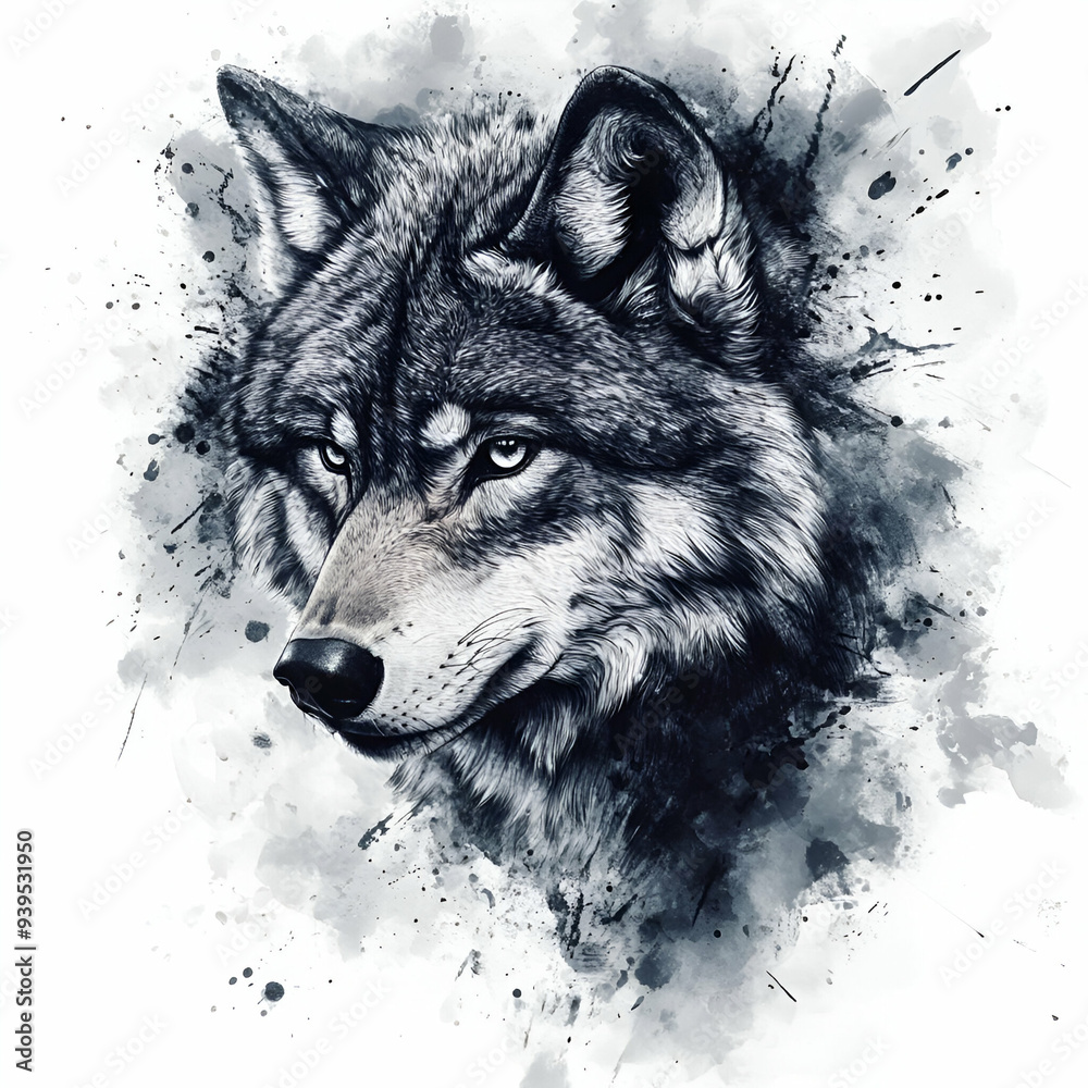 A stunning watercolor illustration of a wolf, capturing its fierce gaze and wild spirit with dynamic splashes of color. A stunning watercolor illustration of a wolf, capturing its fierce gaze and wild spirit with dynamic splashes of color.