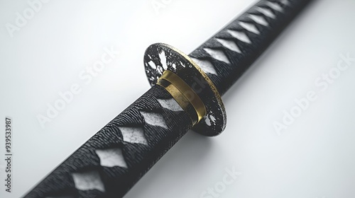 Sleek Silent Shadow Katana with Stealthy Design, Isolated on White Background