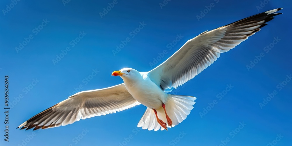 Seagull soaring gracefully in a clear blue sky , bird, seagull, flying, wings, freedom, wildlife, nature, isolated, motion, sky Seagull soaring gracefully in a clear blue sky , bird, seagull, flying, wings, freedom, wildlife, nature, isolated, motion, sky