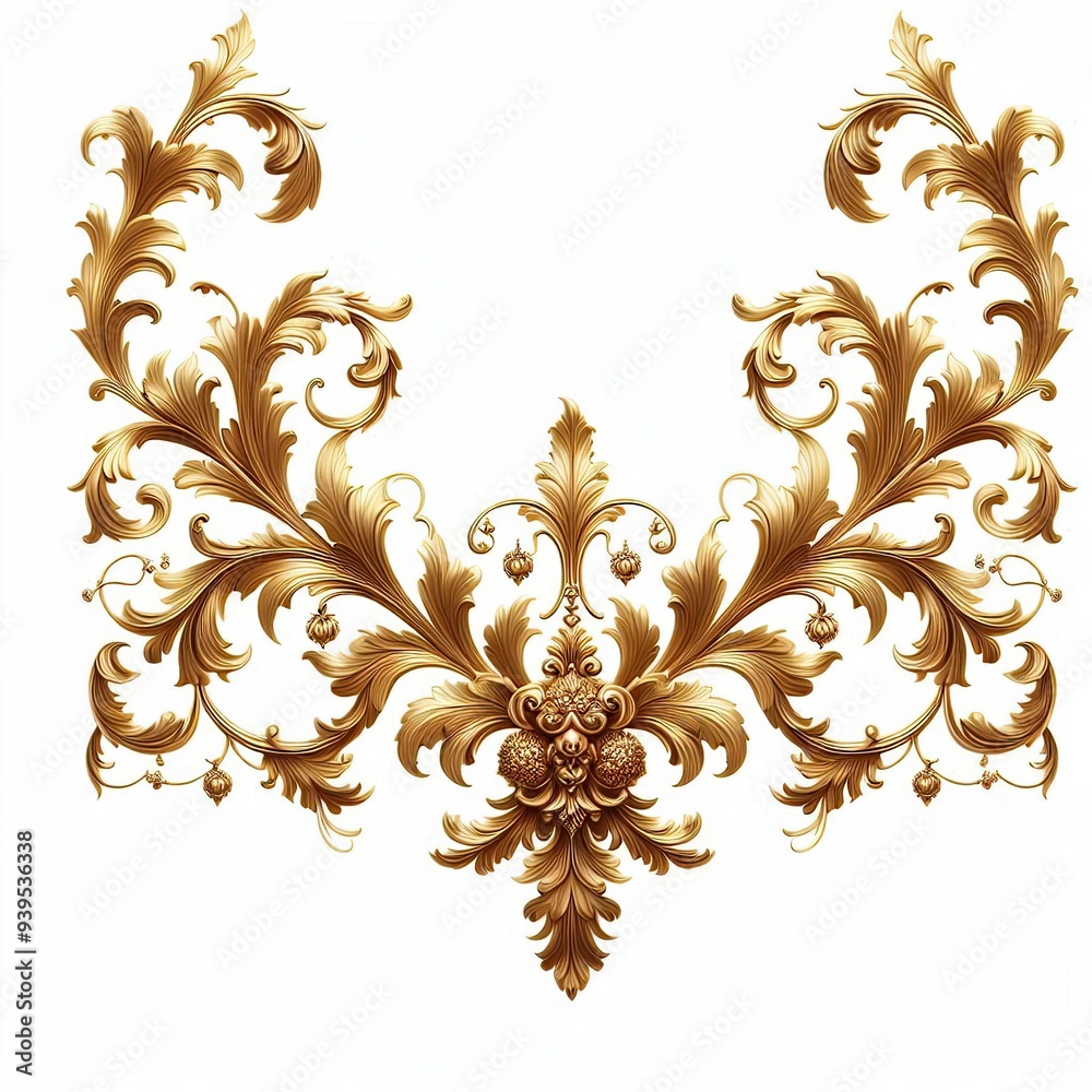 golden ornament frame and corner design.  generative AI