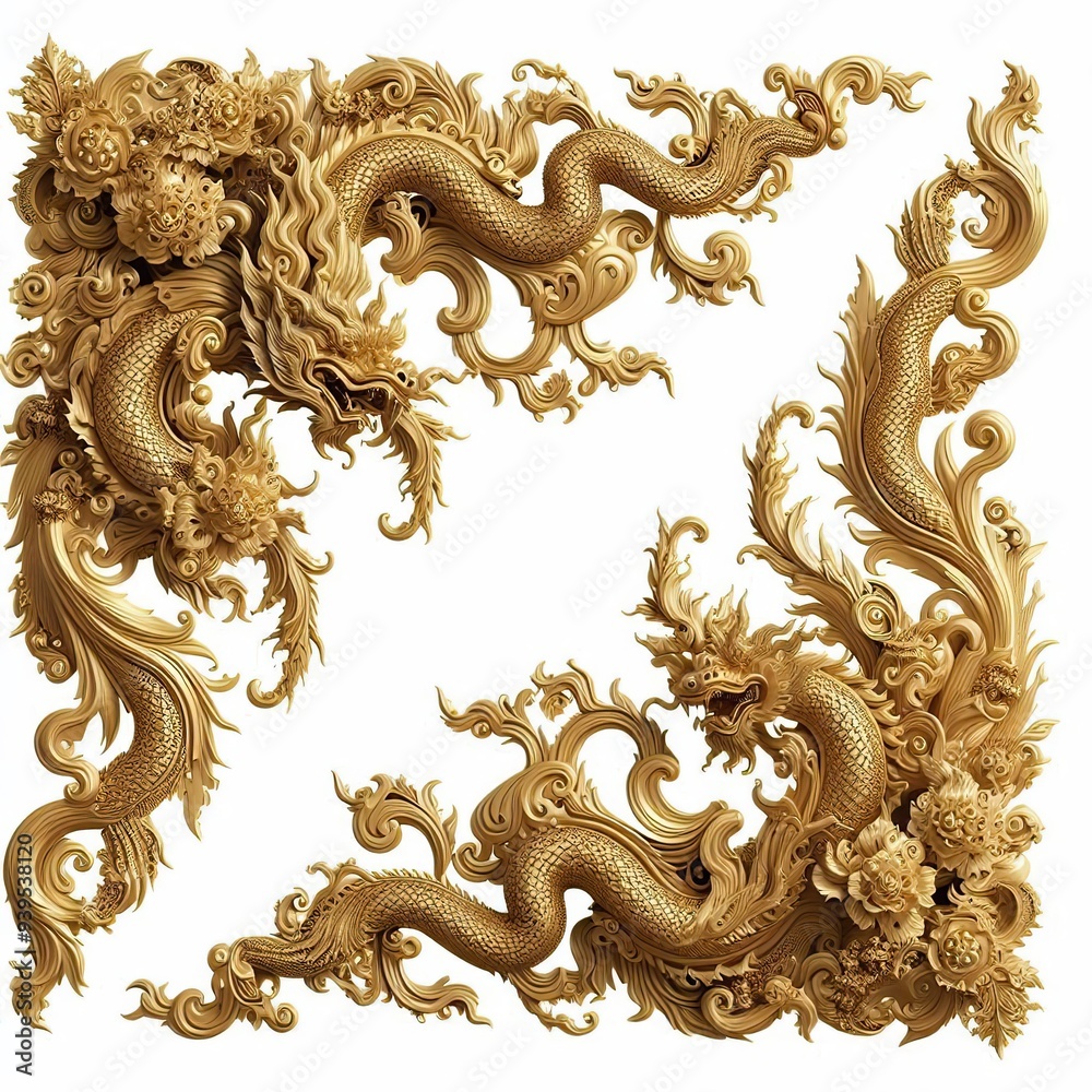 golden ornament frame and corner design. generative AI golden ornament frame and corner design. generative AI
