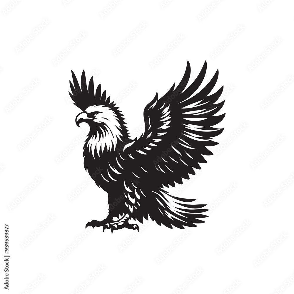 Obraz premium Bald Eagle Silhouette Vector Illustration