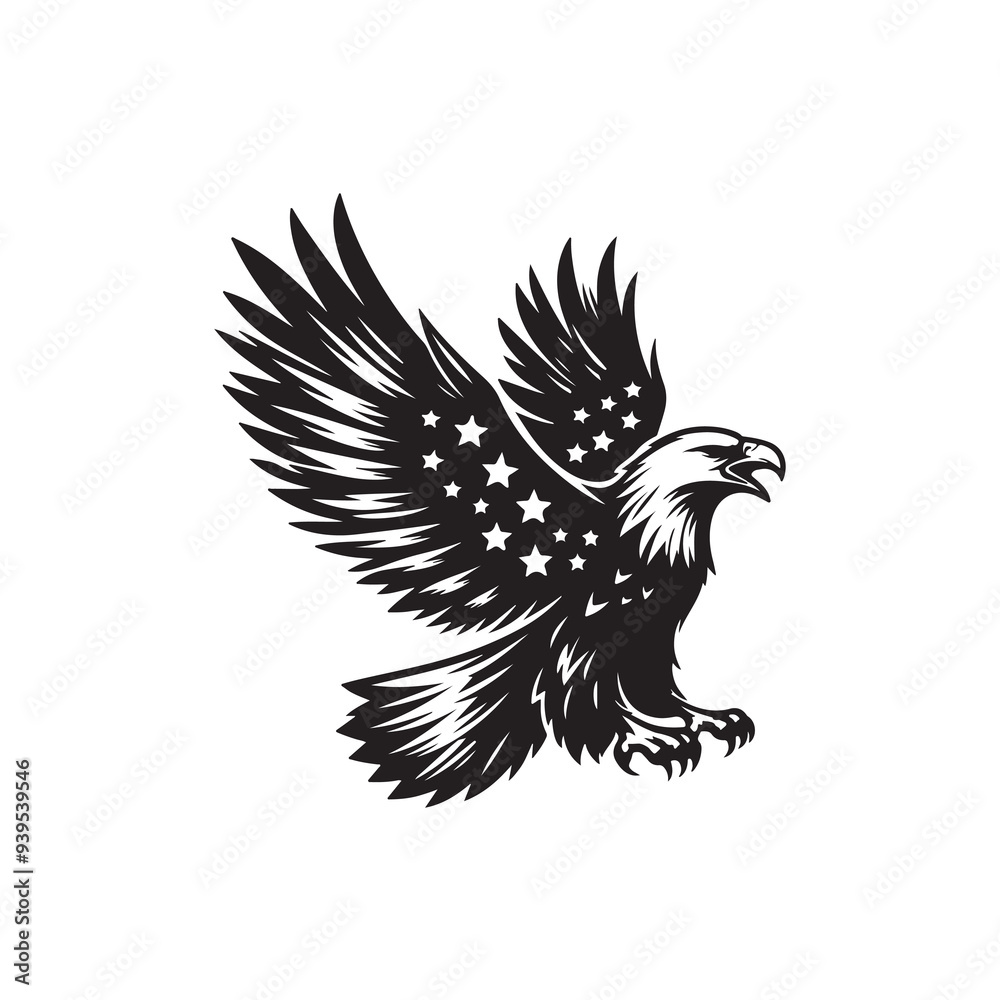 Obraz premium Bald Eagle Silhouette Vector Illustration