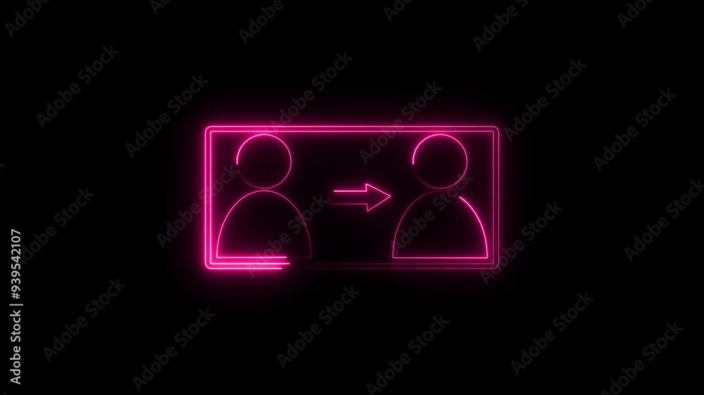 Neon glowing user icon animation. neon profile icon. Glowing neon person or people sign animation. Neon glowing user icon animation. neon profile icon. Glowing neon person or people sign animation.