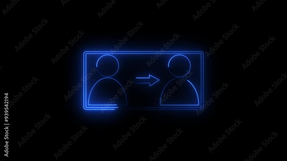 Neon glowing user icon animation. neon profile icon. Glowing neon person or people sign animation.