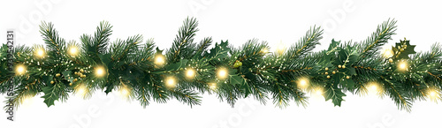 A festive garland adorned with twinkling lights, perfect for holiday decorations and seasonal celebrations.