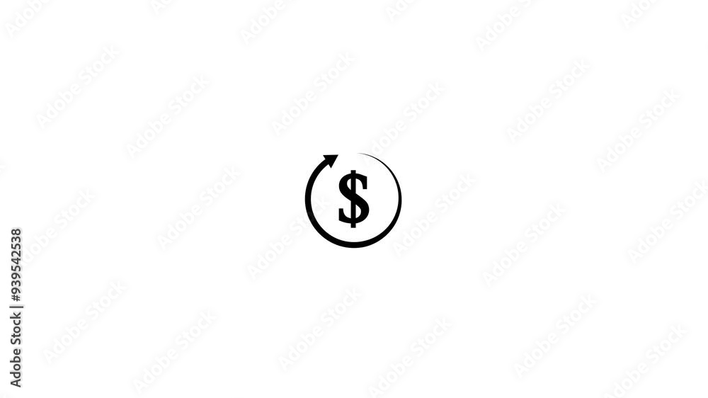 Animated dollar sign icon.dollar bills increase rotating animation. Animated dollar sign icon.dollar bills increase rotating animation.