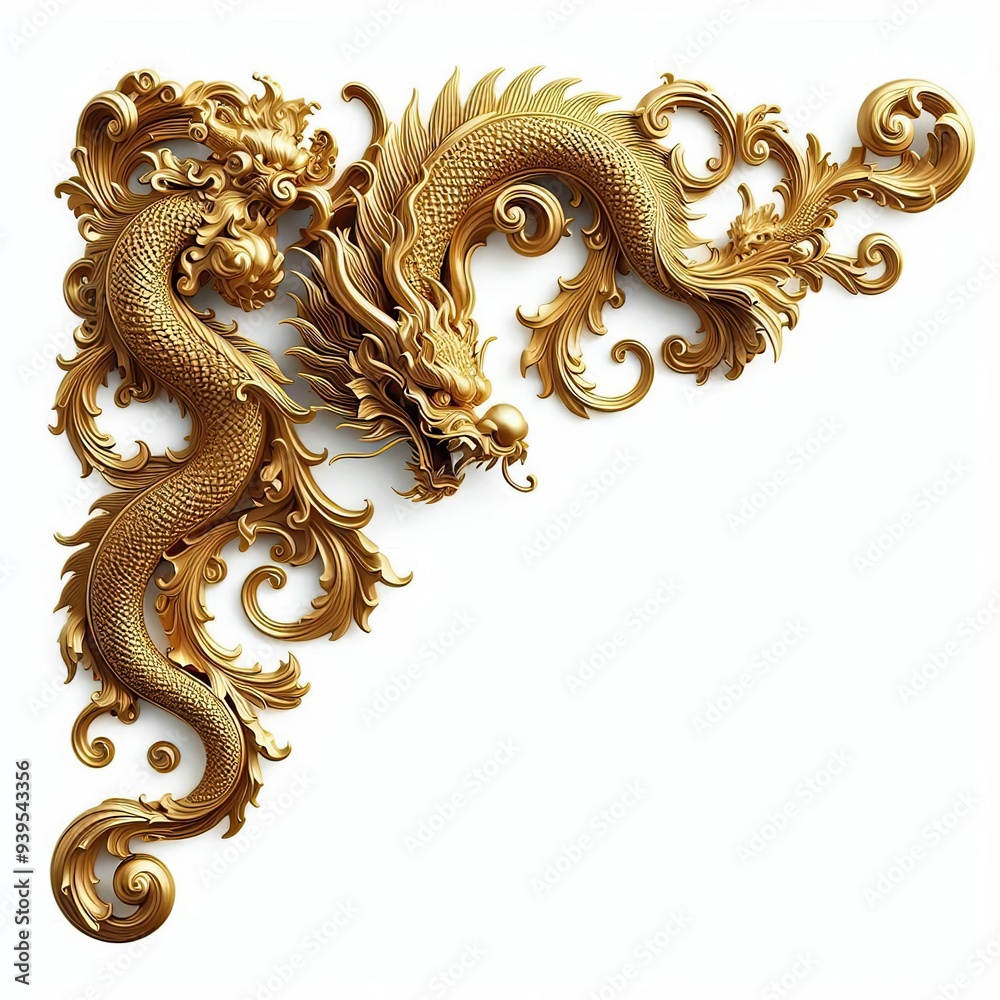 Fototapeta premium golden ornament frame and corner design. generative AI
