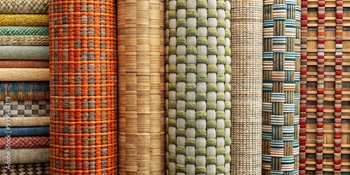 The collection features woven textiles with intricate patterns and materials, as well as textured wallpapers that add depth and visual interest to any room.
