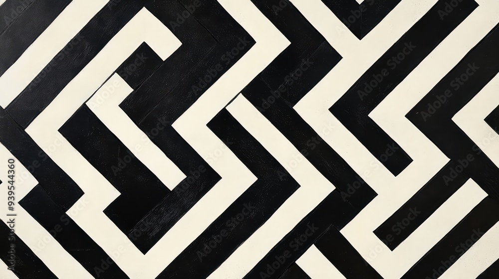 A bold black and white geometric pattern showcasing interlocking chevrons, creating a dynamic visual effect. A bold black and white geometric pattern showcasing interlocking chevrons, creating a dynamic visual effect.