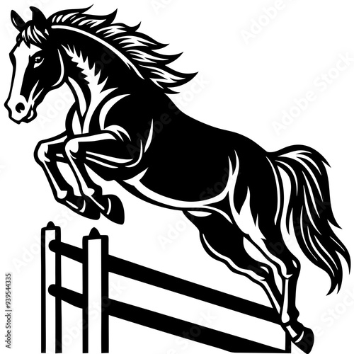 Horse Jumping Silhouette Black Vector