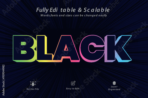 Luxury black 3d editable text style effect.