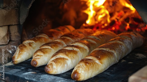 Manakish: Arabic Breakfast Bread Baked in Gas Oven with Brick Background