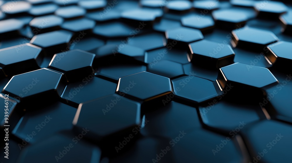 3D macro zoom of a hexagonal honeycomb pattern, with realistic shadows and smooth, reflective surfaces. 3D macro zoom of a hexagonal honeycomb pattern, with realistic shadows and smooth, reflective surfaces.