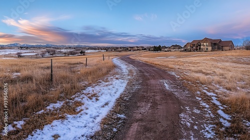 Parker Colorado. Scenic Winter Prairie Landscape in Parker, Colorado - Before Sunset photo