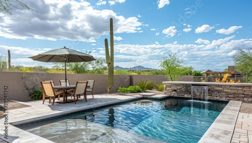 Backyard Oasis with Pool, Waterfall, and Patio