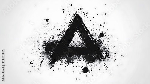 Geometric Abstract Ink Splatter Triangle on White Background - Vector Illustration of Dynamic Shape Formation photo