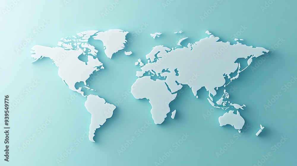 Naklejka premium 3d white map on blue background 