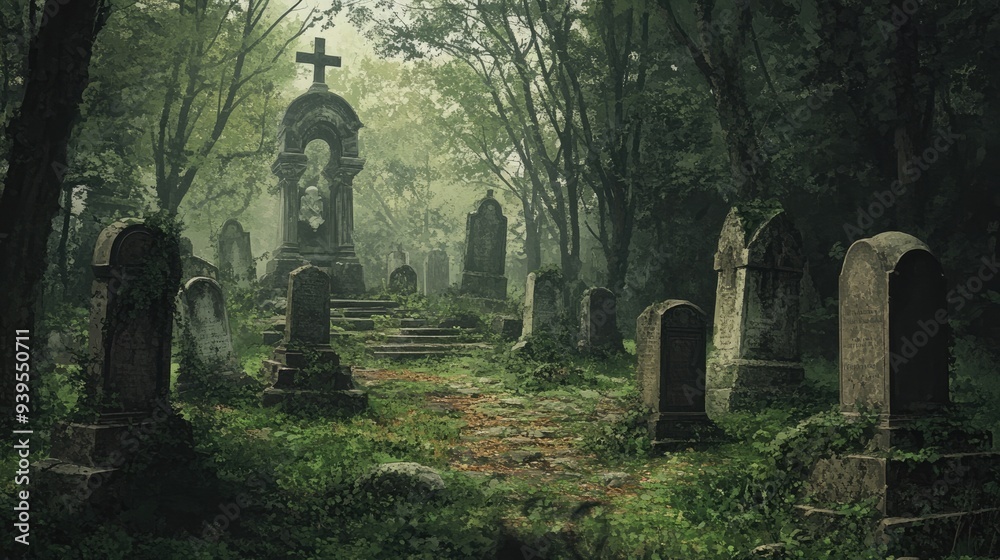 A Foggy Path Through a Graveyard A Foggy Path Through a Graveyard