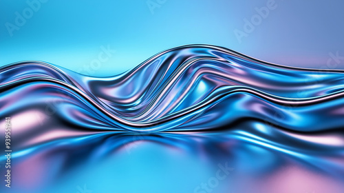  Shimmering Metallic Waves with Iridescent Reflections