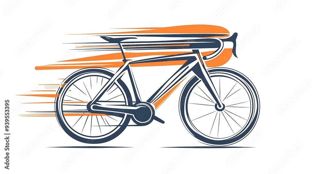 Fototapeta premium Dynamic Bicycle Logo Vector with Active Lines and Orange/Gray Color Palette