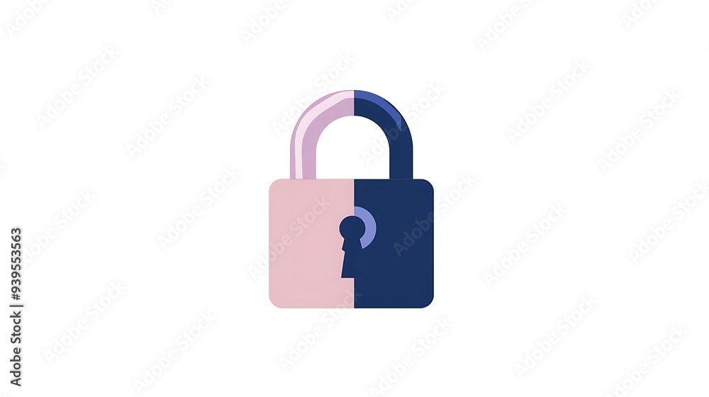 Minimalistic Flat Vector Padlock Icon in Pastel Purple and Navy Blue on White Background Minimalistic Flat Vector Padlock Icon in Pastel Purple and Navy Blue on White Background