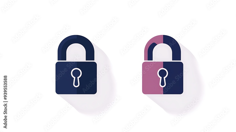 Minimalistic Flat Vector Padlock Icon in Pastel Purple and Navy Blue on White Background Minimalistic Flat Vector Padlock Icon in Pastel Purple and Navy Blue on White Background