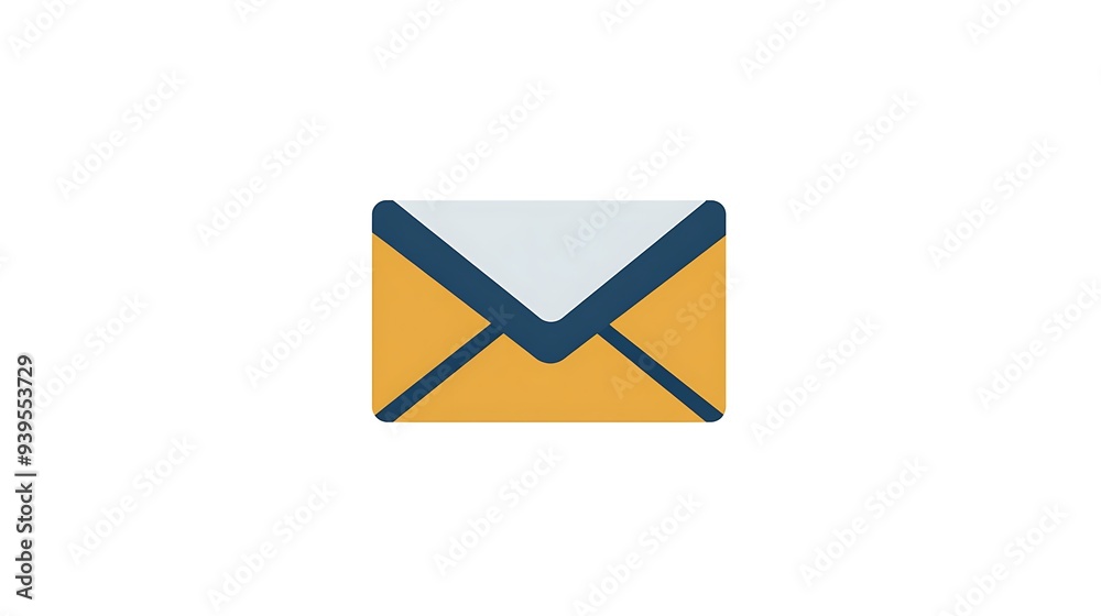 Clean Flat Vector Envelope Icon in Muted Yellow and Slate Blue Colors on White Background Clean Flat Vector Envelope Icon in Muted Yellow and Slate Blue Colors on White Background