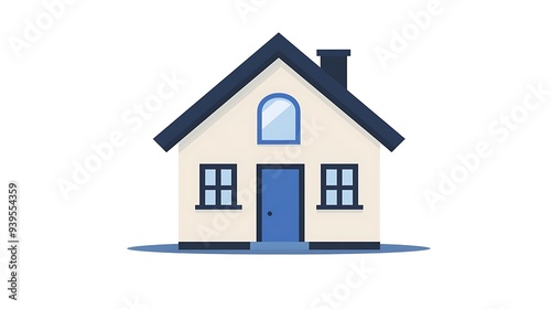 Minimalistic Flat Vector Home Icon in Soft Blue and Dark Gray on White Background