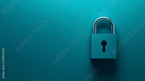 Blue Padlock on Teal Background