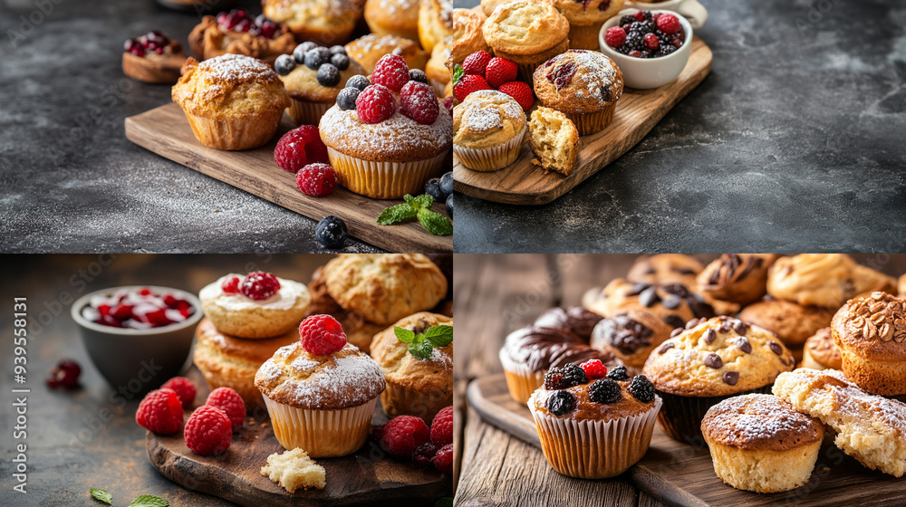 muffins with chocolate and berries muffins with chocolate and berries