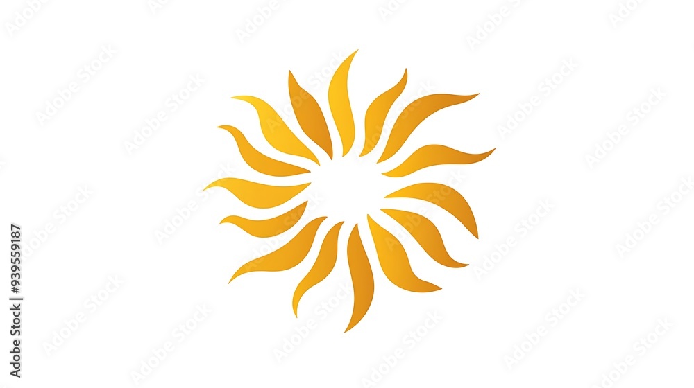 Modern Sun and Windmill Logo Design Vector with Geometric Shapes in Yellow on White Background Modern Sun and Windmill Logo Design Vector with Geometric Shapes in Yellow on White Background