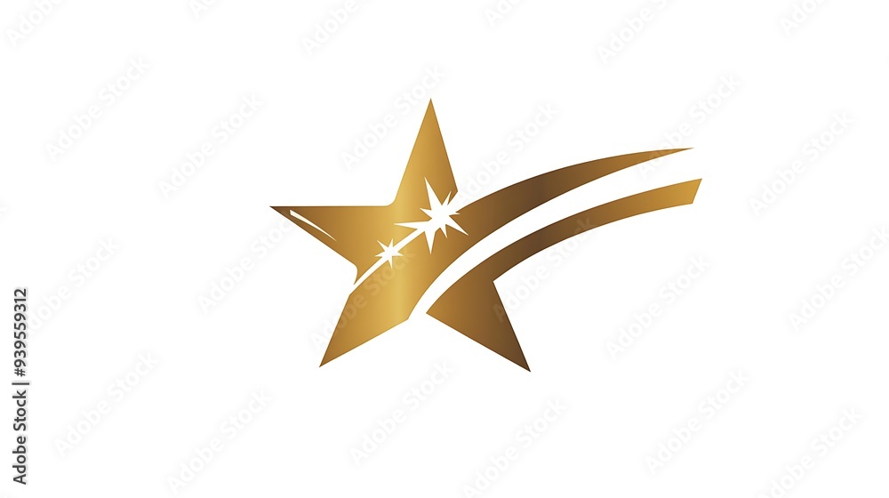 Celestial Elegance - Modern Star and Comet Logo Design in Gold Vector on White Background Celestial Elegance - Modern Star and Comet Logo Design in Gold Vector on White Background