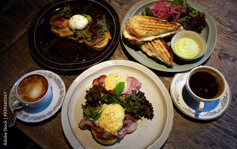 Breakfast meals and coffee