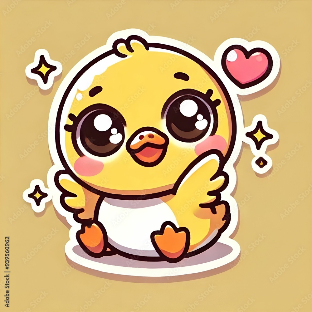 Cute little duck with bright eyes