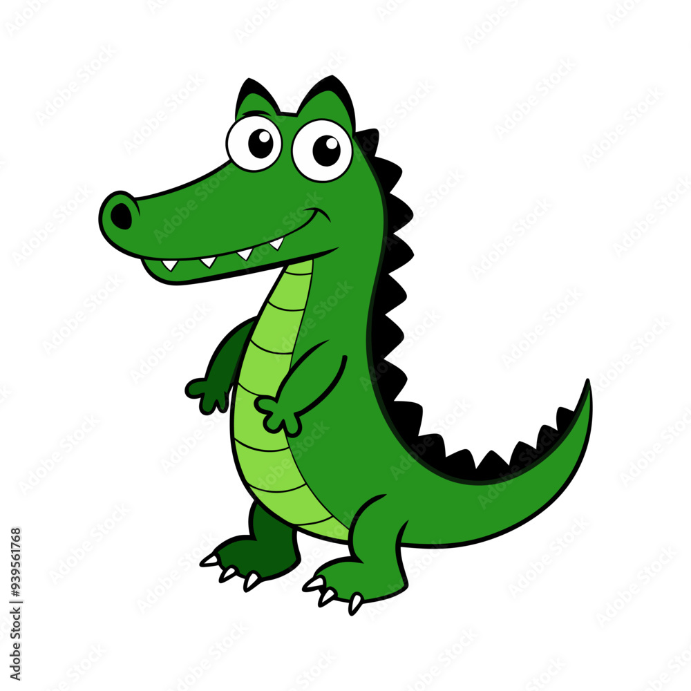 Fototapeta premium Vector illustration of a green crocodile smiley face isolated on white background.