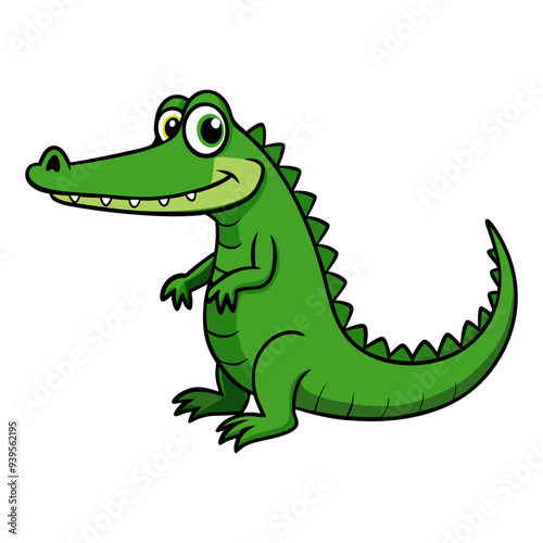 Vector illustration of a green crocodile smiley face isolated on white background.