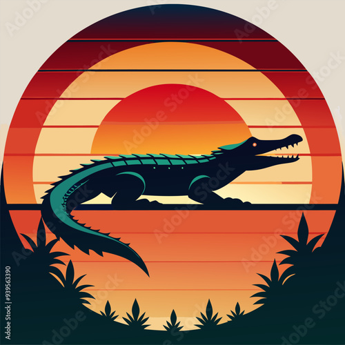 Crocodile illustration for t-shirt design