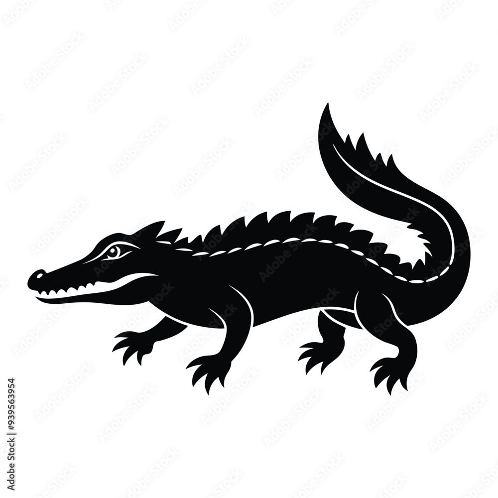 Fototapeta premium A silhouette crocodile or alligator vector illustration