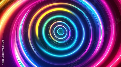 Vibrant Neon Rainbow Spiral Vector Illustration on White Background for Clip Art and Stickers Design - High Quality Graphic Artwork