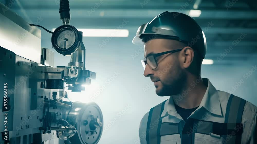 A skilled worker showcases intricate engineering methods in a well-lit factory. The atmosphere highlights advanced machinery and focused craftsmanship. A skilled worker showcases intricate engineering methods in a well-lit factory. The atmosphere highlights advanced machinery and focused craftsmanship.